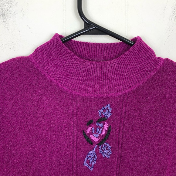 Vintage Mock-Neck Embroidered Sweater Sz M - Picture 4 of 10